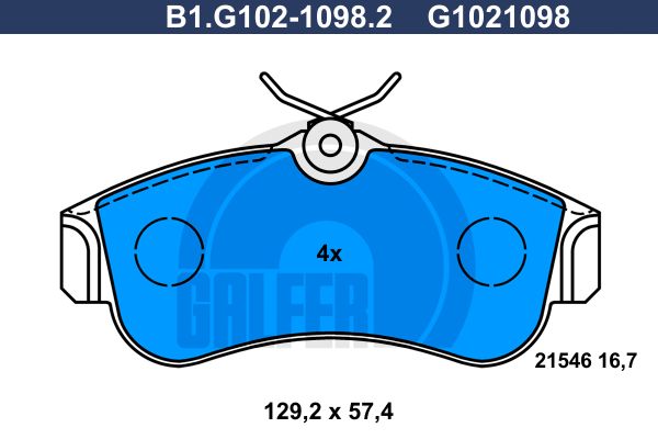 GALFER Piduriklotsi komplekt,ketaspidur B1.G102-1098.2