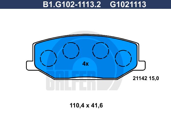 GALFER Комплект тормозных колодок, дисковый тормоз B1.G102-1113.2