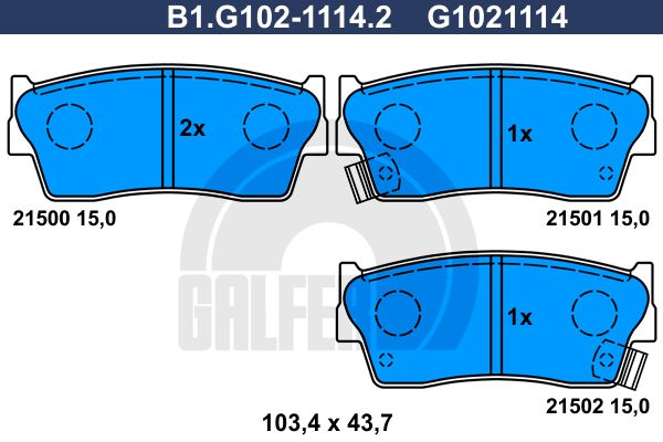 GALFER Комплект тормозных колодок, дисковый тормоз B1.G102-1114.2