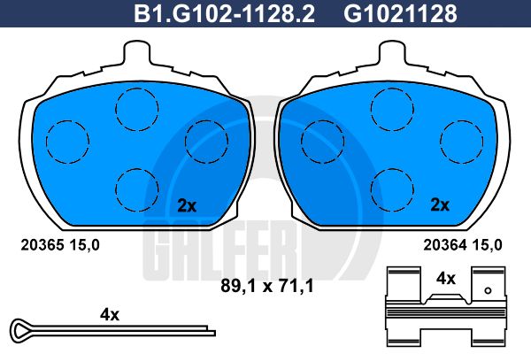 GALFER Piduriklotsi komplekt,ketaspidur B1.G102-1128.2