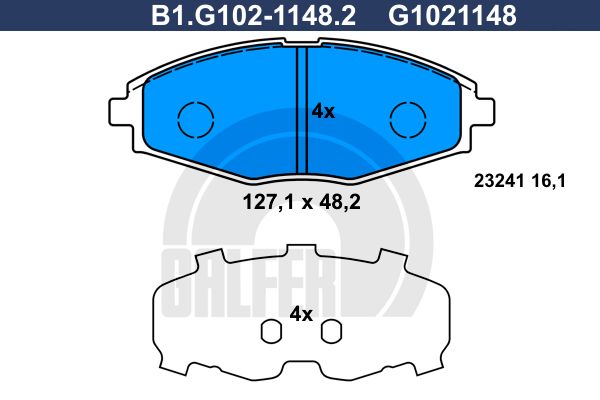 GALFER Piduriklotsi komplekt,ketaspidur B1.G102-1148.2