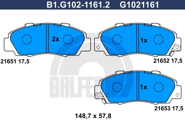 GALFER Комплект тормозных колодок, дисковый тормоз B1.G102-1161.2