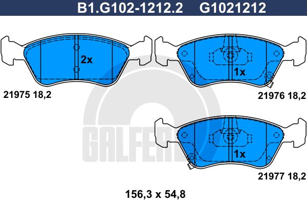 GALFER Комплект тормозных колодок, дисковый тормоз B1.G102-1212.2