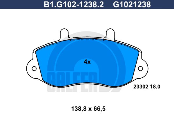 GALFER Piduriklotsi komplekt,ketaspidur B1.G102-1238.2