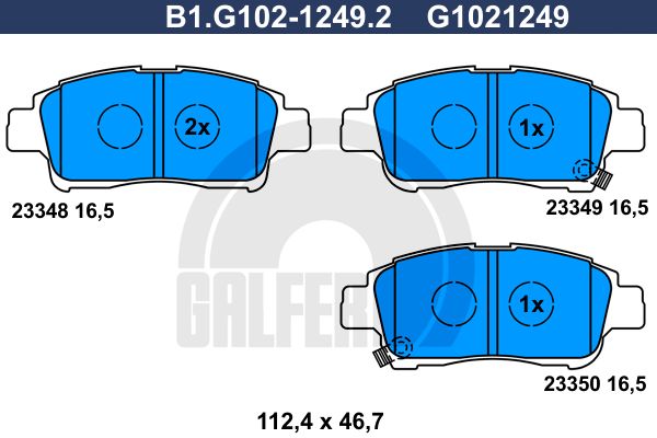 GALFER Piduriklotsi komplekt,ketaspidur B1.G102-1249.2