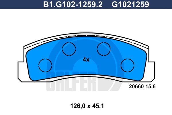 GALFER Комплект тормозных колодок, дисковый тормоз B1.G102-1259.2