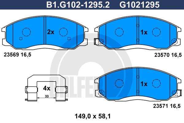 GALFER Piduriklotsi komplekt,ketaspidur B1.G102-1295.2