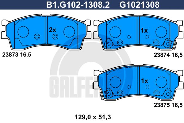 GALFER Комплект тормозных колодок, дисковый тормоз B1.G102-1308.2
