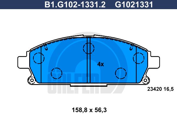 GALFER Piduriklotsi komplekt,ketaspidur B1.G102-1331.2