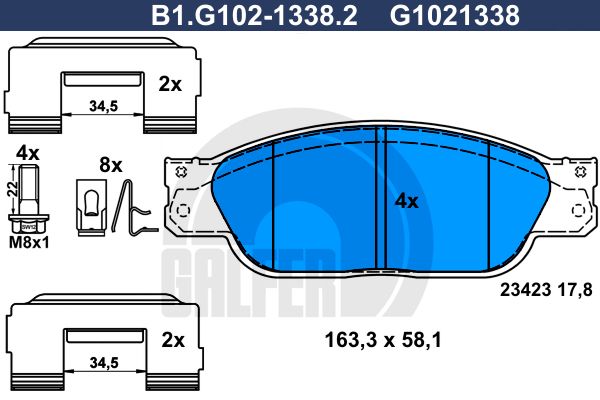 GALFER Комплект тормозных колодок, дисковый тормоз B1.G102-1338.2