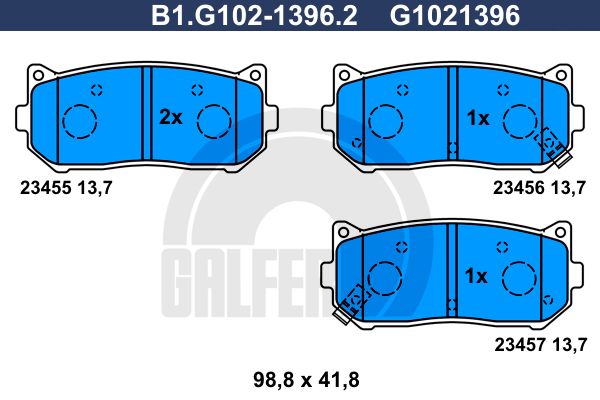 GALFER Комплект тормозных колодок, дисковый тормоз B1.G102-1396.2