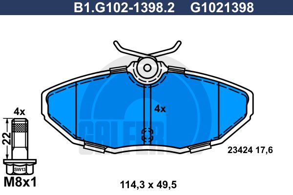 GALFER Piduriklotsi komplekt,ketaspidur B1.G102-1398.2