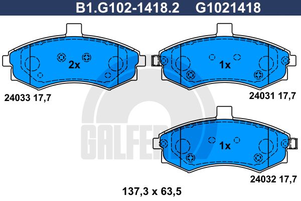 GALFER Комплект тормозных колодок, дисковый тормоз B1.G102-1418.2