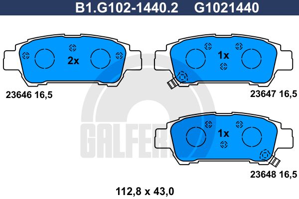 GALFER Piduriklotsi komplekt,ketaspidur B1.G102-1440.2