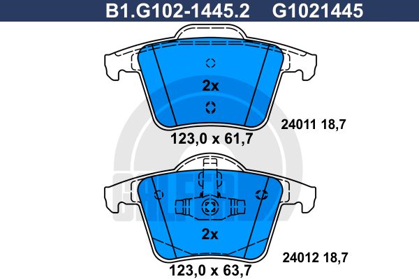 GALFER Piduriklotsi komplekt,ketaspidur B1.G102-1445.2