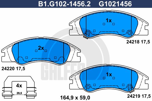 GALFER Комплект тормозных колодок, дисковый тормоз B1.G102-1456.2
