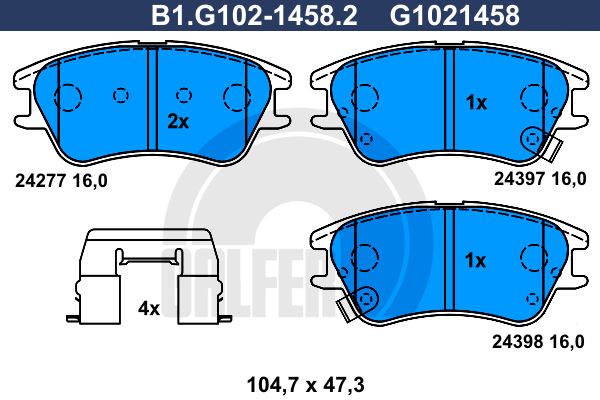 GALFER Piduriklotsi komplekt,ketaspidur B1.G102-1458.2