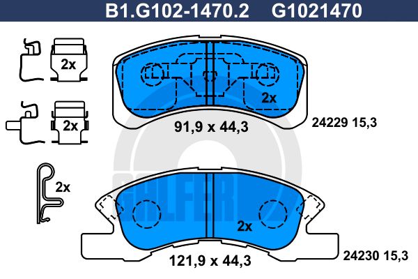 GALFER Комплект тормозных колодок, дисковый тормоз B1.G102-1470.2