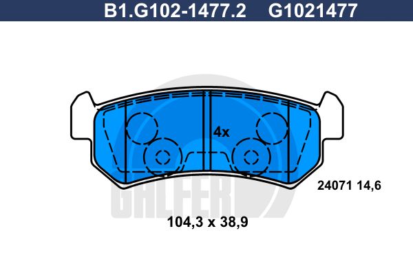 GALFER Комплект тормозных колодок, дисковый тормоз B1.G102-1477.2