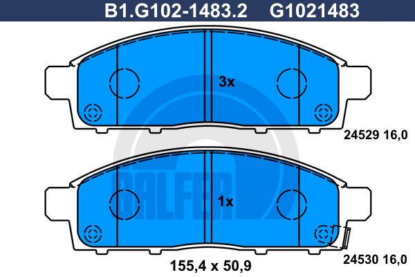 GALFER Piduriklotsi komplekt,ketaspidur B1.G102-1483.2