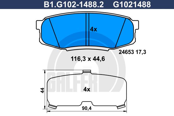 GALFER Piduriklotsi komplekt,ketaspidur B1.G102-1488.2