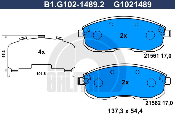 GALFER Комплект тормозных колодок, дисковый тормоз B1.G102-1489.2