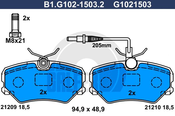 GALFER Комплект тормозных колодок, дисковый тормоз B1.G102-1503.2
