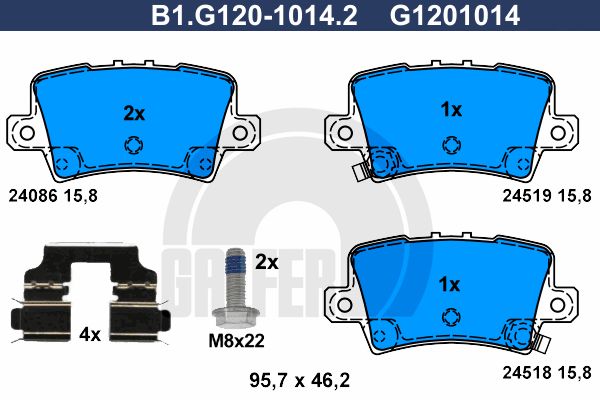 GALFER Piduriklotsi komplekt,ketaspidur B1.G120-1014.2