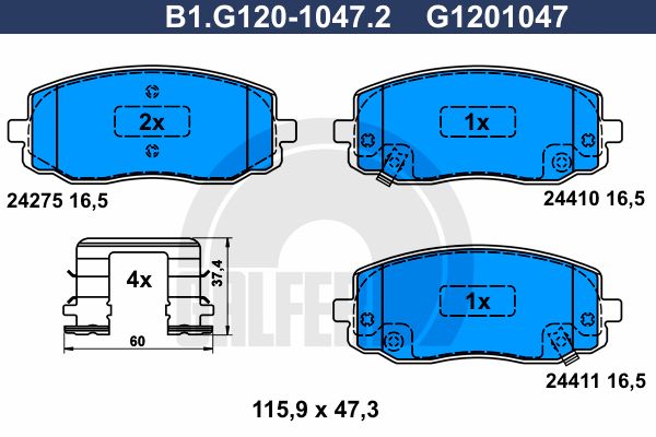 GALFER Комплект тормозных колодок, дисковый тормоз B1.G120-1047.2