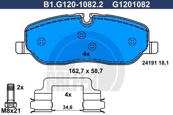 GALFER Комплект тормозных колодок, дисковый тормоз B1.G120-1082.2