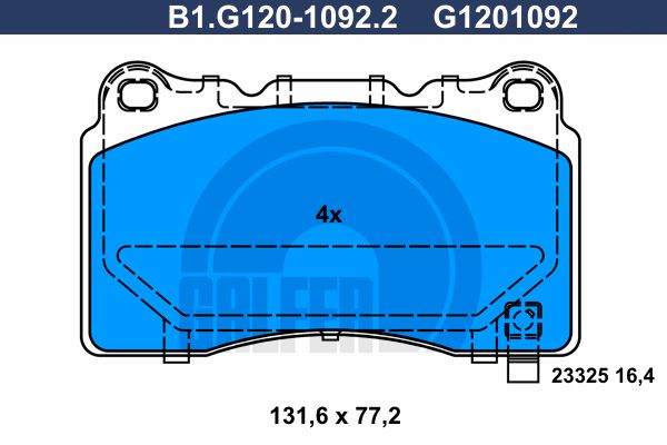 GALFER Piduriklotsi komplekt,ketaspidur B1.G120-1092.2