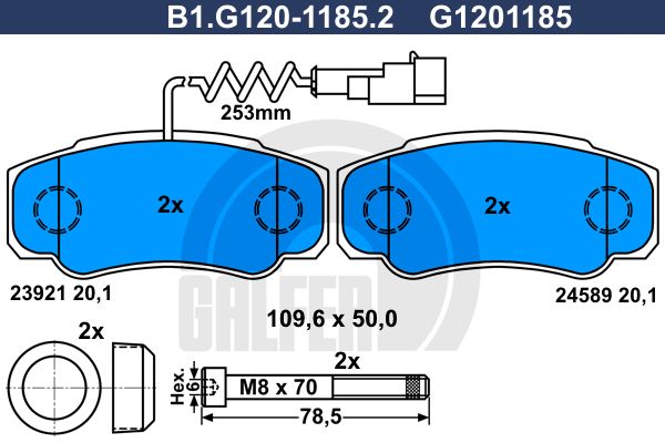 GALFER Комплект тормозных колодок, дисковый тормоз B1.G120-1185.2