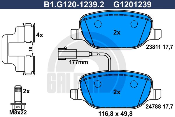 GALFER Комплект тормозных колодок, дисковый тормоз B1.G120-1239.2
