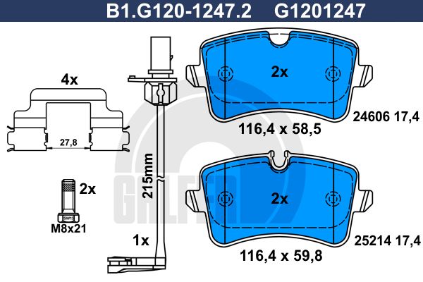 GALFER Комплект тормозных колодок, дисковый тормоз B1.G120-1247.2