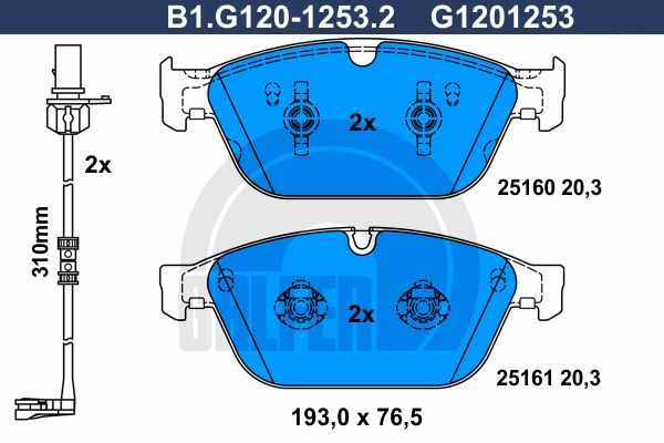 GALFER Комплект тормозных колодок, дисковый тормоз B1.G120-1253.2