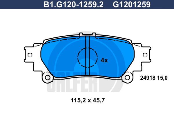 GALFER Piduriklotsi komplekt,ketaspidur B1.G120-1259.2