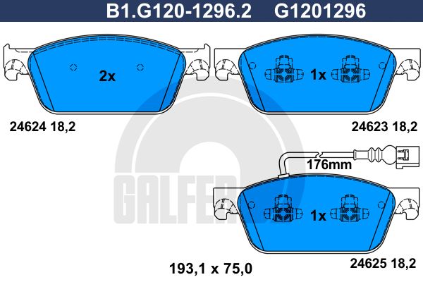 GALFER Комплект тормозных колодок, дисковый тормоз B1.G120-1296.2