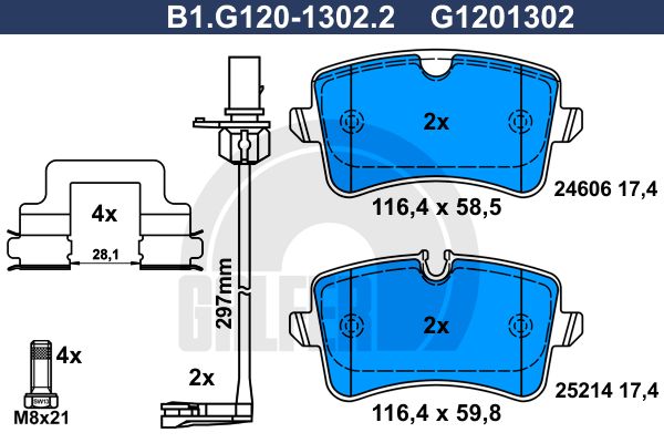 GALFER Комплект тормозных колодок, дисковый тормоз B1.G120-1302.2