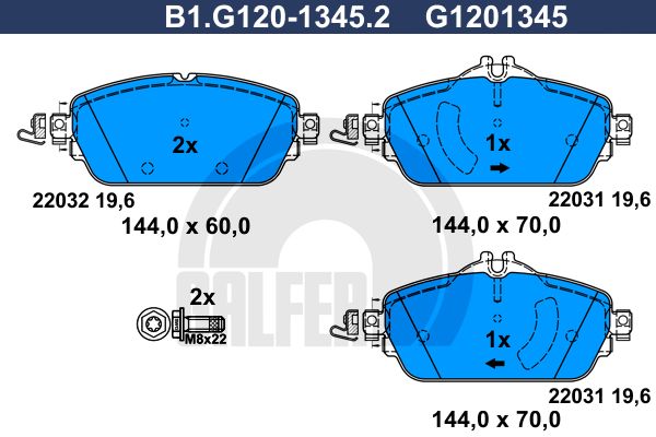 GALFER Piduriklotsi komplekt,ketaspidur B1.G120-1345.2