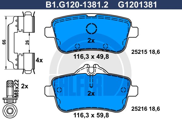 GALFER Комплект тормозных колодок, дисковый тормоз B1.G120-1381.2