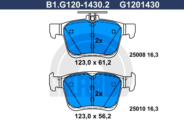 GALFER Комплект тормозных колодок, дисковый тормоз B1.G120-1430.2