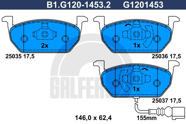 GALFER Комплект тормозных колодок, дисковый тормоз B1.G120-1453.2