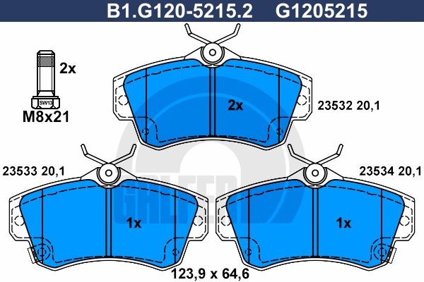 GALFER Piduriklotsi komplekt,ketaspidur B1.G120-5215.2