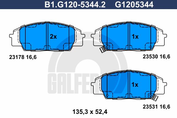 GALFER Комплект тормозных колодок, дисковый тормоз B1.G120-5344.2
