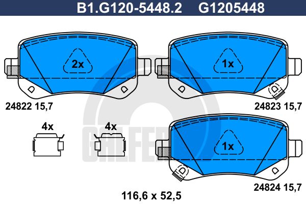 GALFER Комплект тормозных колодок, дисковый тормоз B1.G120-5448.2