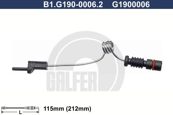 GALFER Сигнализатор, износ тормозных колодок B1.G190-0006.2