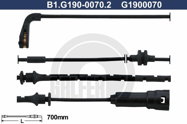 GALFER Hoiatuskontakt, piduriklotsi kulumine B1.G190-0070.2