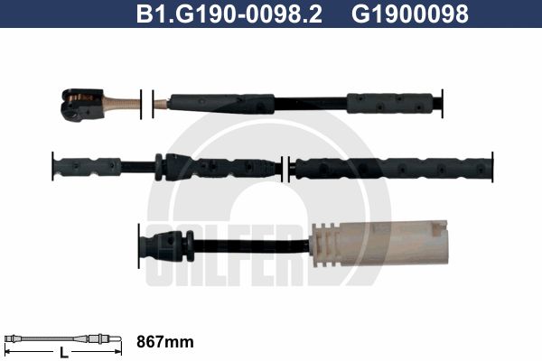 GALFER Hoiatuskontakt, piduriklotsi kulumine B1.G190-0098.2