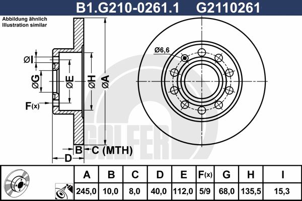 GALFER Тормозной диск B1.G210-0261.1