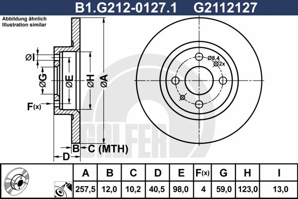 GALFER Тормозной диск B1.G212-0127.1